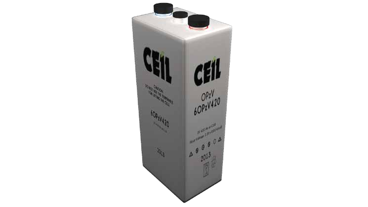 CEIL OPzV stationary battery on a white background